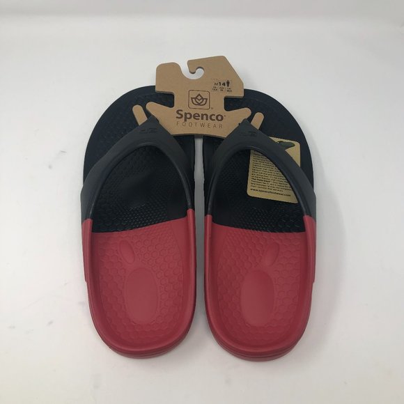 NWT Spenco Men's Fusion 2 Dipped Flip Flop-  Red/Black - Picture 1 of 4